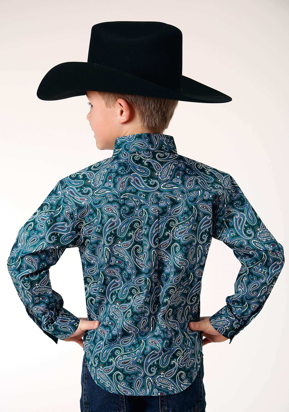 Roper Boys Long Sleeve Button Canyon Paisley Western Shirt - Roper - Flyclothing LLC