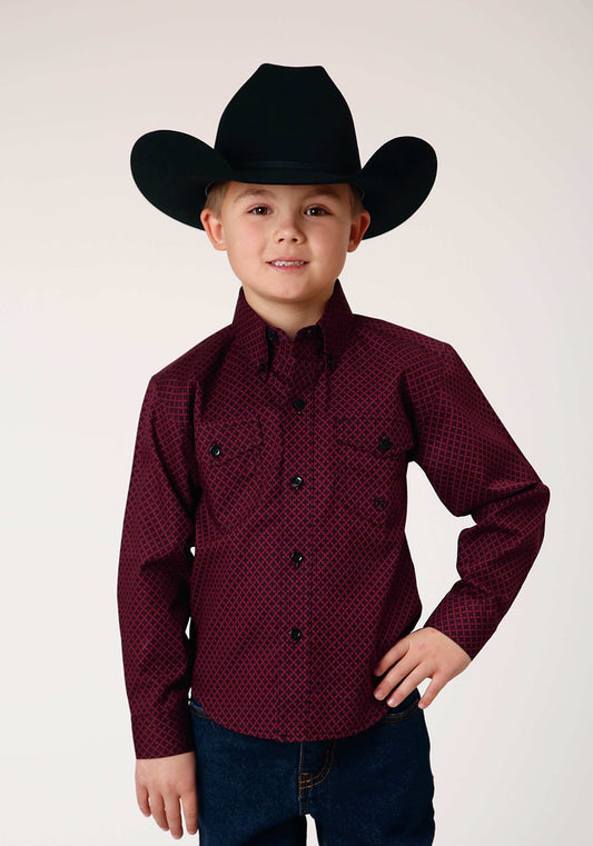 Roper Boys Long Sleeve Button Four Leaf Foulard Western Shirt - Roper - Flyclothing LLC
