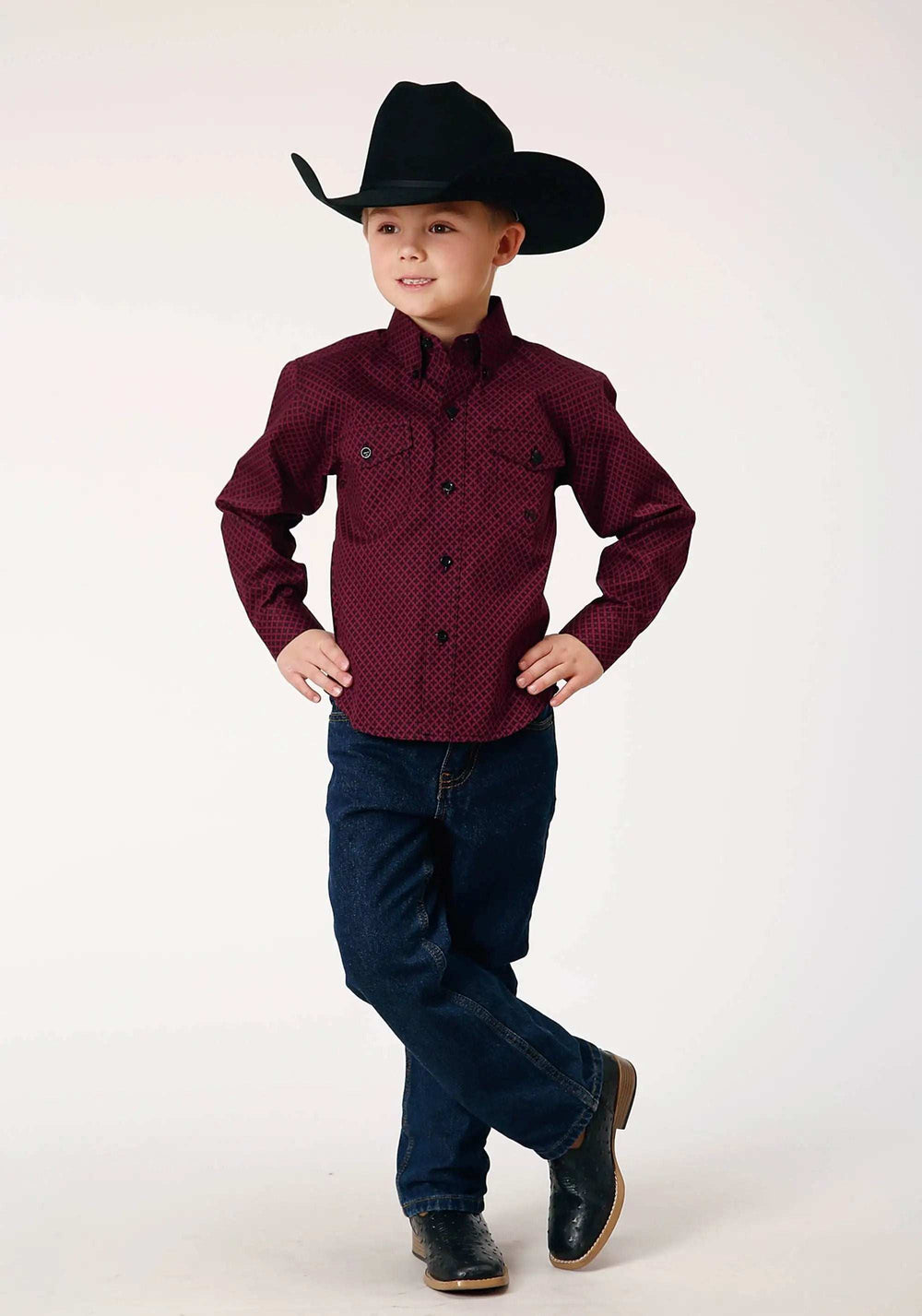 Roper Boys Long Sleeve Button Four Leaf Foulard Western Shirt - Roper - Flyclothing LLC