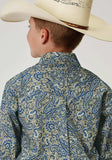 Roper Boys Long Sleeve Button Delft Paisley Western Shirt - Roper - Flyclothing LLC