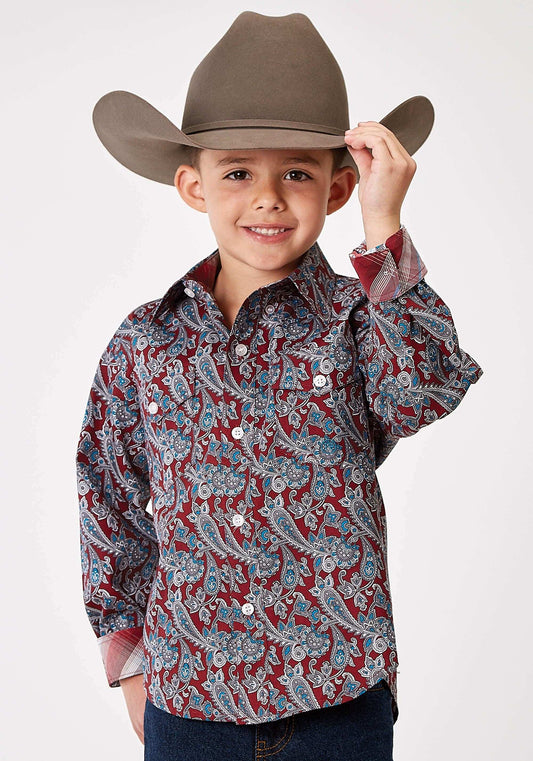 Roper Boys Long Sleeve Button Red River Paisley Western Shirt - Roper - Flyclothing LLC