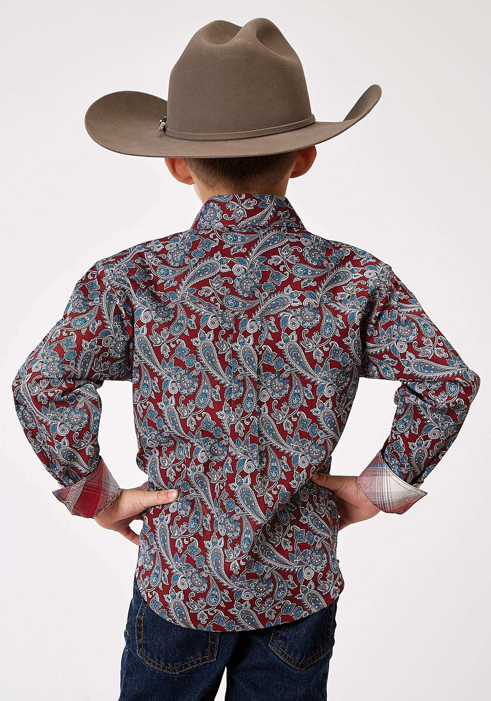 Roper Boys Long Sleeve Button Red River Paisley Western Shirt - Roper - Flyclothing LLC