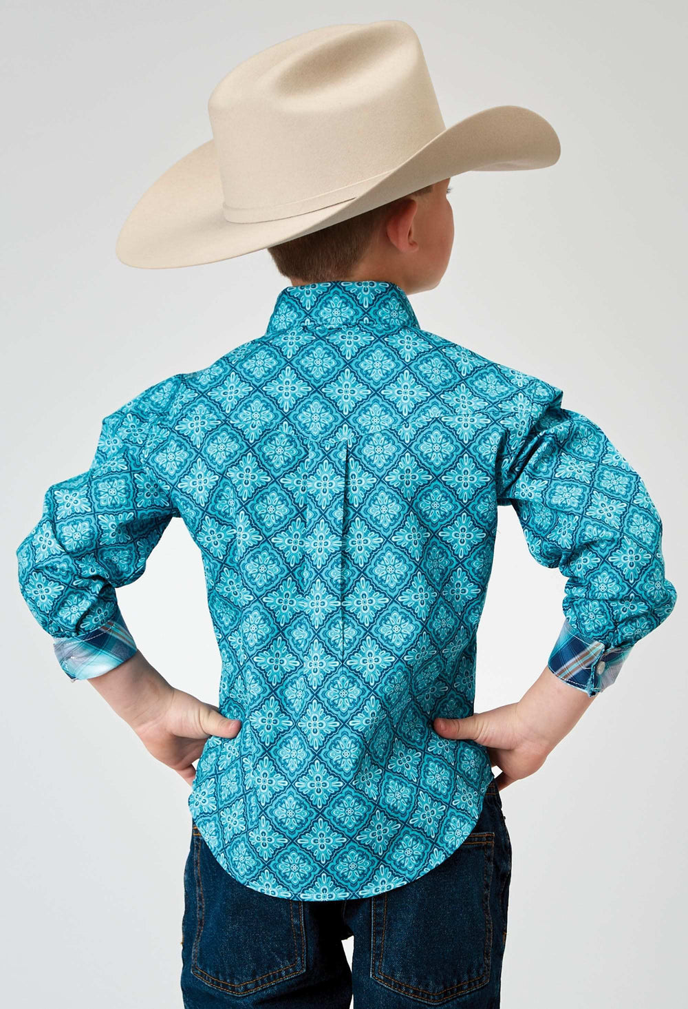 Roper Boys Long Sleeve Button Lake Medallion Western Shirt - Roper - Flyclothing LLC