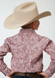 Roper Boys Long Sleeve Button Stretch Poplin Red Paisley Western Shirt - Roper - Flyclothing LLC