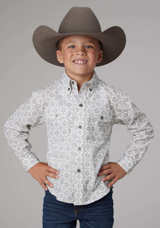 Roper Boys Long Sleeve Button Silver Medallion Western Shirt - Roper - Flyclothing LLC