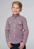 Roper Boys Long Sleeve Button Stretch Neat Red Western Shirt - Roper - Flyclothing LLC