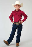 Roper Boys Long Sleeve Button Solid Poplin Stretch Red Western Shirt - Roper - Flyclothing LLC
