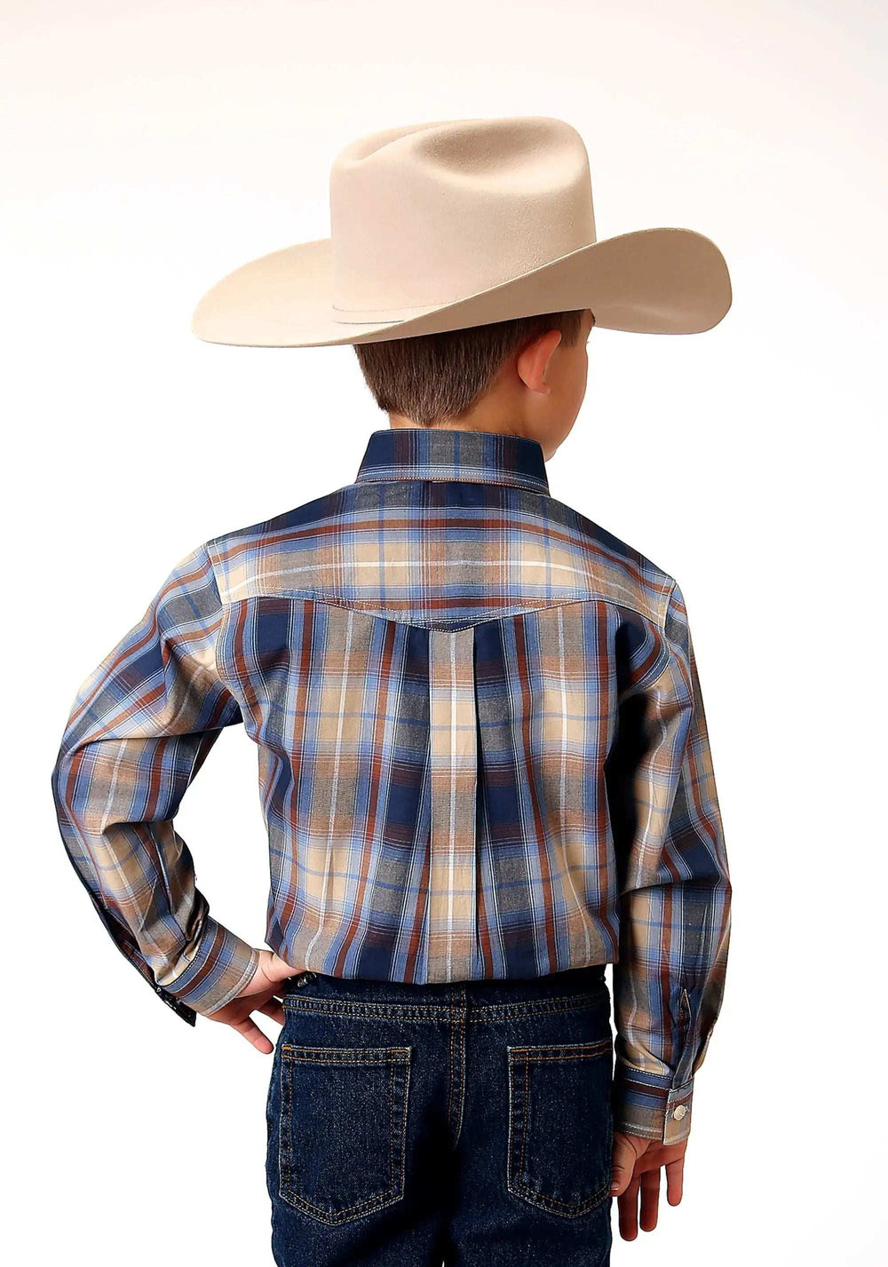 Roper Boys Long Sleeve Button Ranch Plaid Western Shirt - Roper - Flyclothing LLC