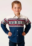Roper Boys Long Sleeve Snap Black Hawk Border Western Shirt - Roper - Flyclothing LLC