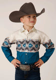 Roper Boys Long Sleeve Snap Sawtooth Border Western Shirt - Roper - Flyclothing LLC