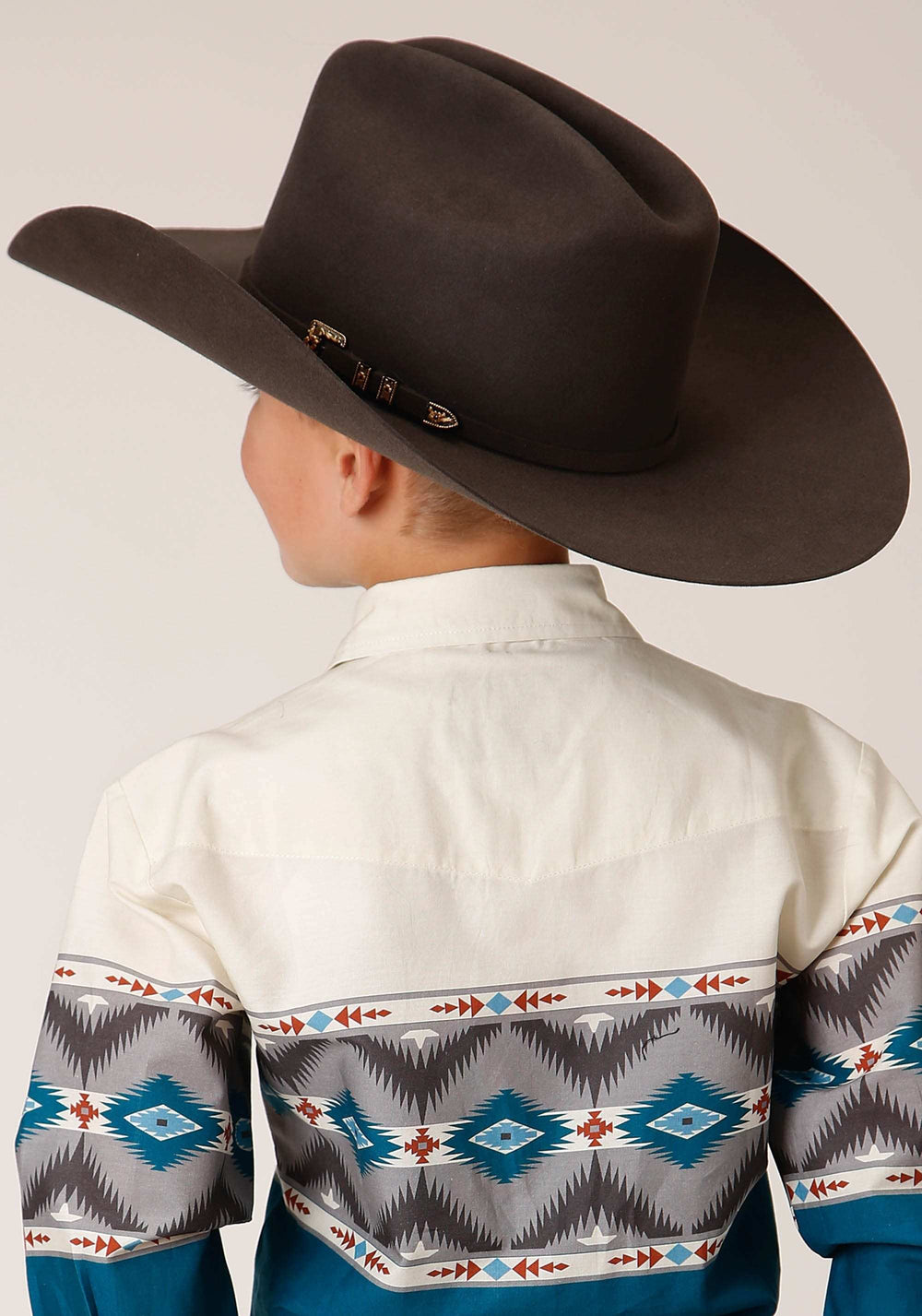 Roper Boys Long Sleeve Snap Sawtooth Border Western Shirt - Roper - Flyclothing LLC