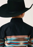 Roper Boys Long Sleeve Snap Blanket Aztec Border Print Western Shirt - Roper - Flyclothing LLC