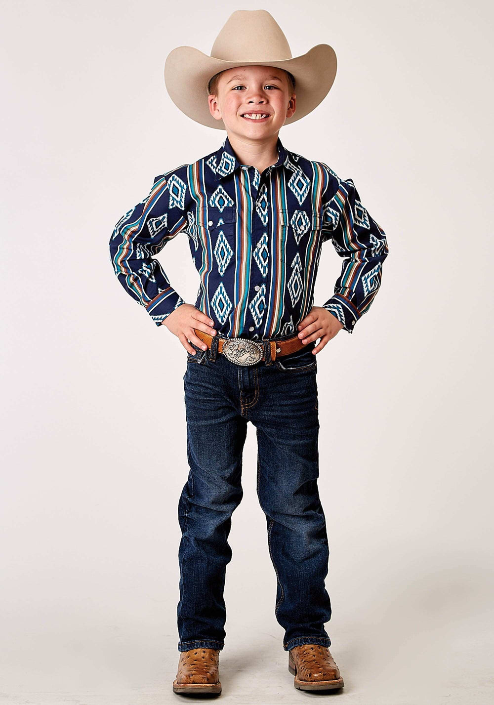 Roper Boys Long Sleeve Snap Serape Stripe Print Western Shirt - Roper - Flyclothing LLC