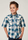 Roper Boys Short Sleeve Snap Arrow Dobby Plaid Western Shirt - Roper - Flyclothing LLC