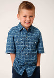 Roper Boys Short Sleeve Snap Mini Aztec Print Western Shirt - Roper - Flyclothing LLC