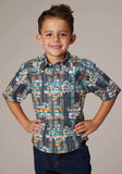 Roper Boys Short Sleeve Snap Distressed Tropical Print Western Shirt - Roper - Flyclothing LLC