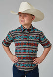 Roper Boys Short Sleeve Snap Aztec Stripe Print Western Shirt - Roper - Flyclothing LLC