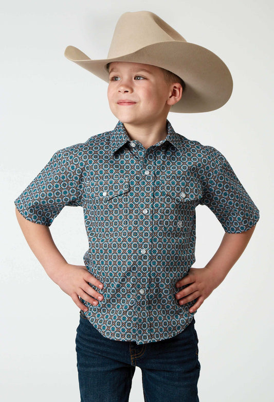 Roper Boys Short Sleeve Snap Frontier Foulard Western Shirt - Roper - Flyclothing LLC