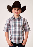 Roper Boys Short Sleeve Snap Gray Cloud Plaid Western Shirt - Roper - Flyclothing LLC