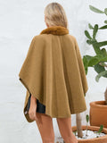 Fuzzy Trim Open Front Poncho - Trendsi - Flyclothing LLC