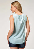 Roper Womens Sleeveless Cotton Slub Jersey Tank Top With Embroidery Front Yokes - Roper - Flyclothing LLC