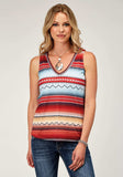 Roper Womens Sleeveless Poly Spandex Sweater Knit Tank Top With V Neck With Sublimation On Front And Back - Roper - Flyclothing LLC