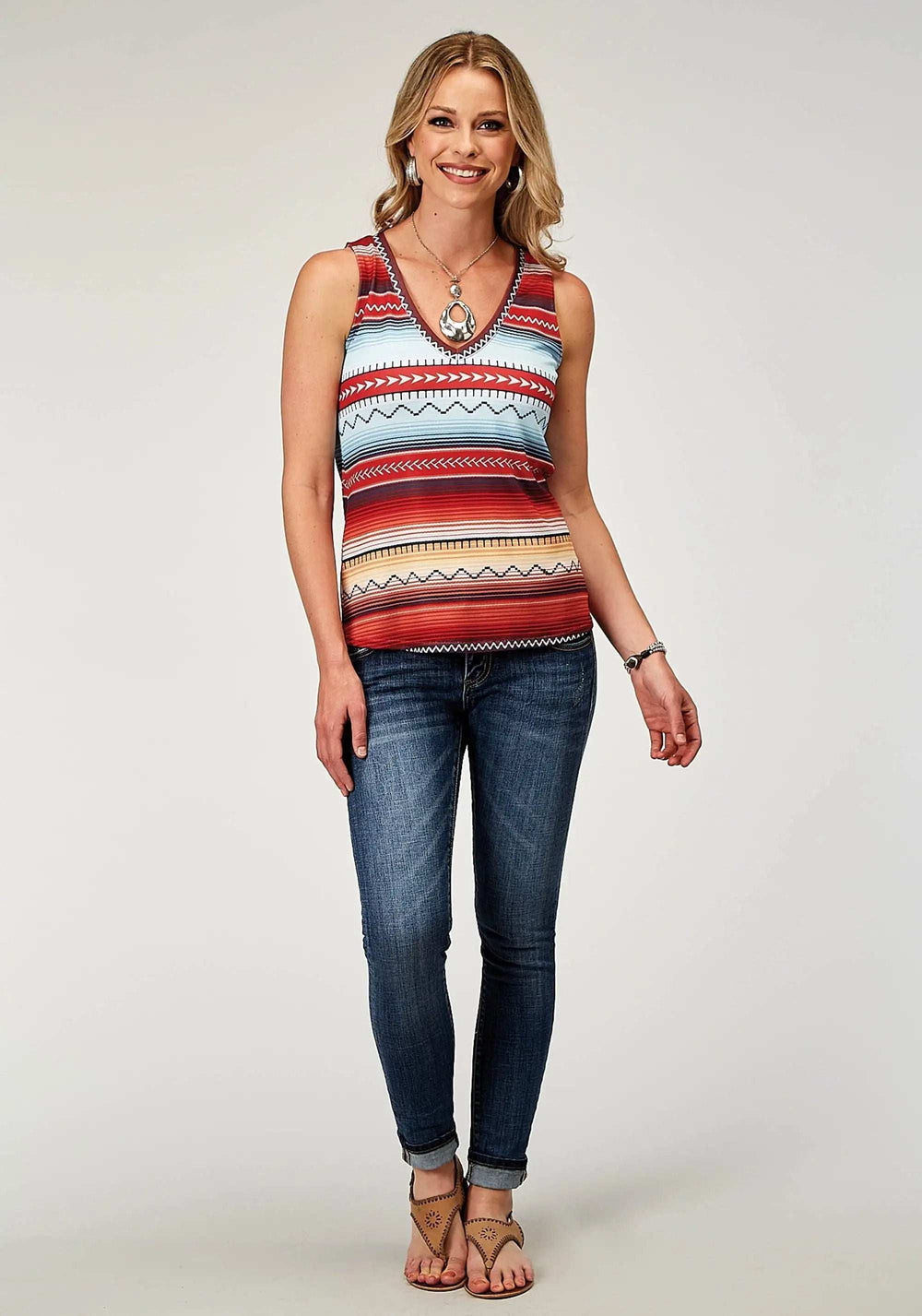 Roper Womens Sleeveless Poly Spandex Sweater Knit Tank Top With V Neck With Sublimation On Front And Back - Roper - Flyclothing LLC