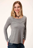 Roper Womens Gray With Smile Pocket Long Sleeve Knit Top - Roper - Flyclothing LLC
