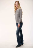 Roper Womens Gray With Smile Pocket Long Sleeve Knit Top - Roper - Flyclothing LLC