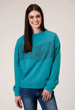 Roper Womens Long Sleeve Cotton Fleece Crew Neck Top With Matching Poly Fringe Center Front - Roper - Flyclothing LLC