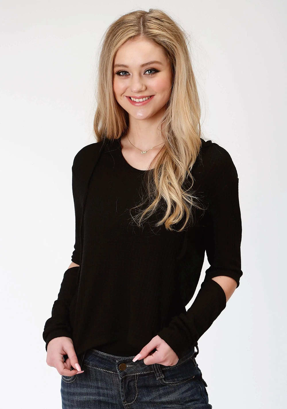 Roper Womens Black Solid Long Sleeve Knit Top - Roper - Flyclothing LLC