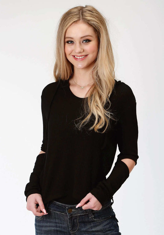 Roper Womens Black Solid Long Sleeve Knit Top - Roper - Flyclothing LLC