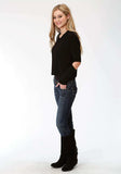 Roper Womens Black Solid Long Sleeve Knit Top - Roper - Flyclothing LLC