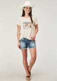 Roper Womens Short Sleeve Cream Poly Rayon Tee With Screen Print Decoration - Roper - Flyclothing LLC