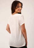 Roper Womens Short Sleeve Knit Poly Rayon Jersey S S Vneck Tee Top - Roper - Flyclothing LLC