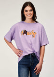 Roper Womens Short Sleeve Lilac Cotton Jersey Slub Tee With Oversized Screen Print Decoration - Roper - Flyclothing LLC