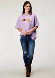Roper Womens Short Sleeve Lilac Cotton Jersey Slub Tee With Oversized Screen Print Decoration - Roper - Flyclothing LLC