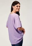 Roper Womens Short Sleeve Lilac Cotton Jersey Slub Tee With Oversized Screen Print Decoration - Roper - Flyclothing LLC