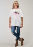 Roper Womens Short Sleeve White Cotton Slub Jersey Tee With Oversized Screen Print Decoration - Roper - Flyclothing LLC