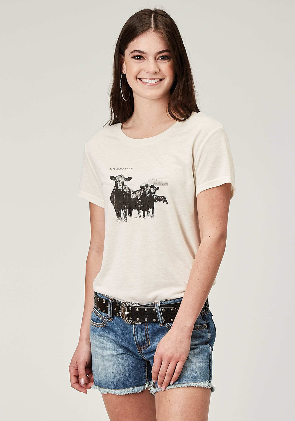 Roper Womens Short Sleeve Cream Poly Rayon Tee With Screen Print Decoration - Roper - Flyclothing LLC