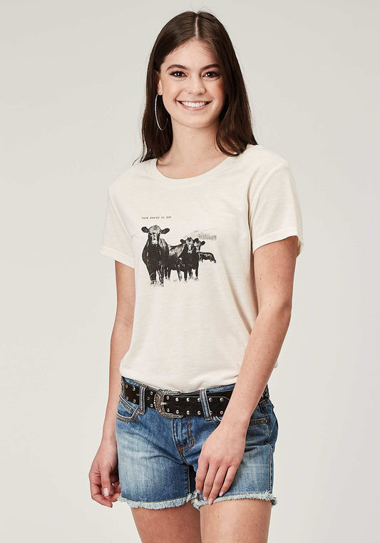 Roper Womens Short Sleeve Cream Poly Rayon Tee With Screen Print Decoration - Roper - Flyclothing LLC