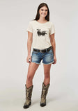 Roper Womens Short Sleeve Cream Poly Rayon Tee With Screen Print Decoration - Roper - Flyclothing LLC