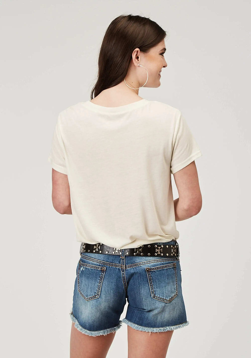 Roper Womens Short Sleeve Cream Poly Rayon Tee With Screen Print Decoration - Roper - Flyclothing LLC