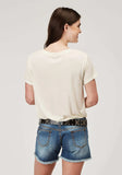 Roper Womens Short Sleeve Cream Poly Rayon Tee With Screen Print Decoration - Roper - Flyclothing LLC