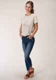 Roper Womens Heather Oatmeal Short Sleeve Knit Top - Roper - Flyclothing LLC