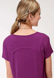Roper Womens Purple With Bronc Rider Screen Print Short Sleeve Knit Top - Roper - Flyclothing LLC