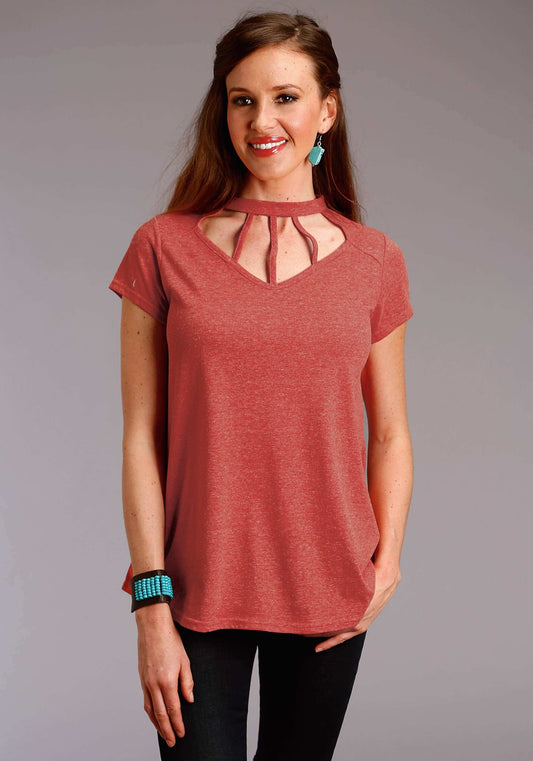 Roper Womens Red Solid Short Sleeve Knit Top - Roper - Flyclothing LLC