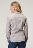 Roper Womens Long Sleeve Snap Solid Poplin Grey Western Shirt - Roper - Flyclothing LLC