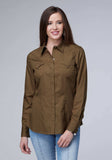 Roper Womens Long Sleeve Snap Solid Poplin Cocoa Western Shirt - Roper - Flyclothing LLC