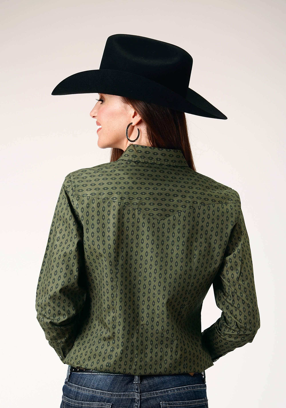 Roper Womens Long Sleeve Snap Drybrush Diamonds Western Shirt - Roper - Flyclothing LLC